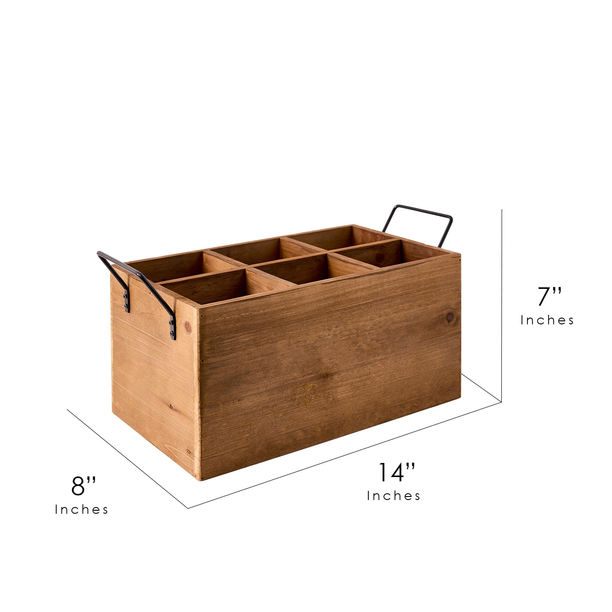 American Art Decor The Speakeasy Wood Crate Bottle Holder with Metal Handles - 7" x 14" x 8"